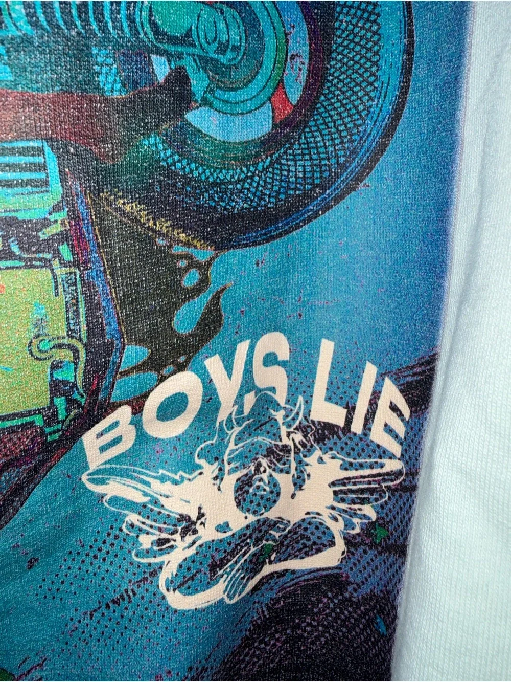 Boys Lie Mint Hoodie with Multicolor Back Graphic